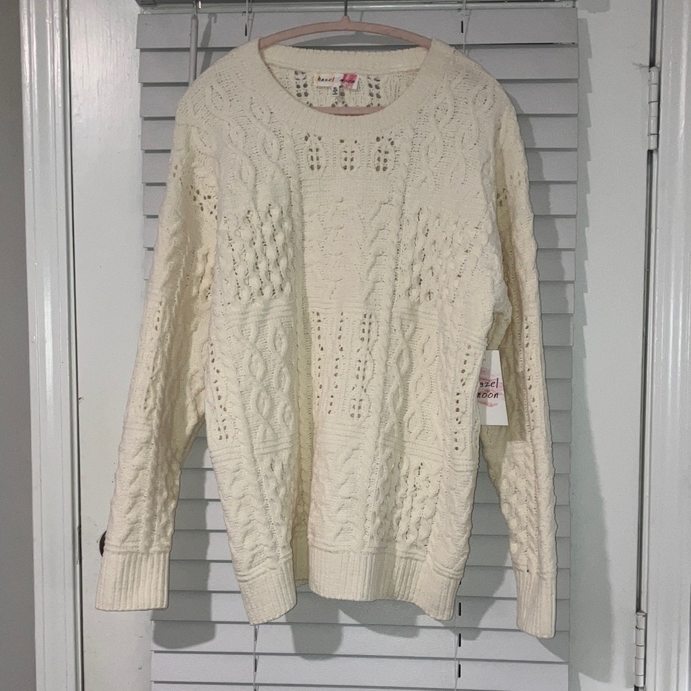 Elegant Cream Cable Knit Sweater